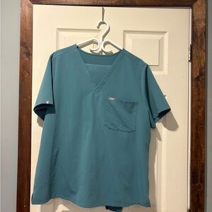 Figs Teal V-Neck Scrub Top